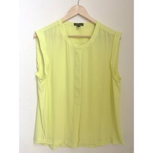 J.Crew Sleeveless Neon Yellow Popover Shirt Blouse Size 14
